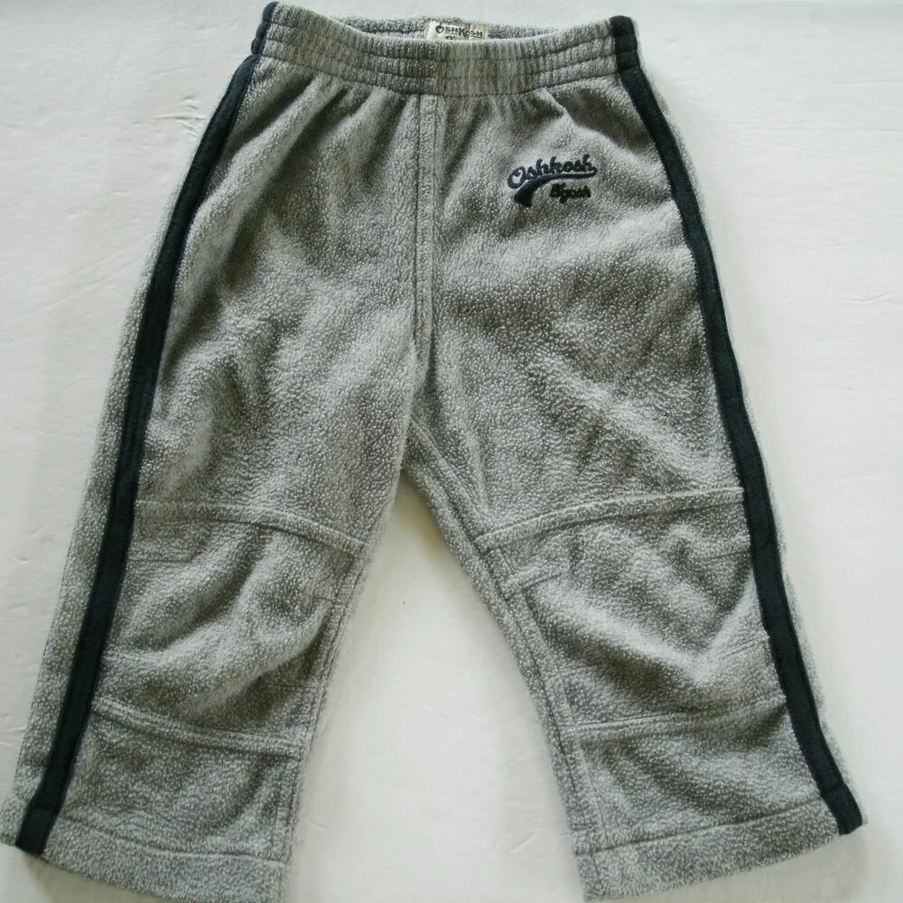 Oshkosh Boys Sweatpants Gray Fleece Elastic Waist Pull On 18 Months
